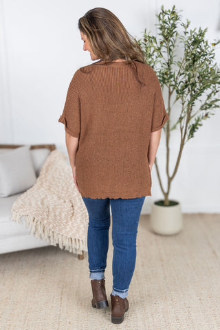 Annie Open Knit Top - Brown
