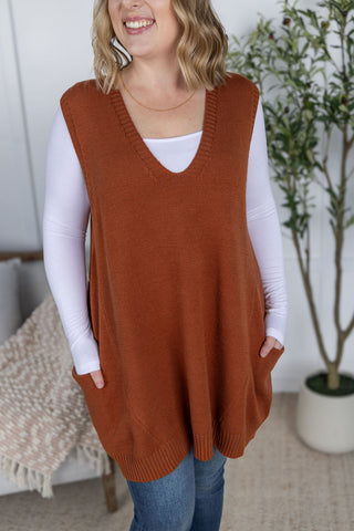 IN STOCK Tunic Sweater Vest - Rust