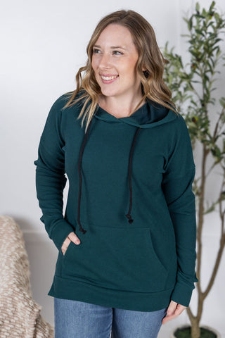 Kacey Ribbed Hoodies - Deep Teal