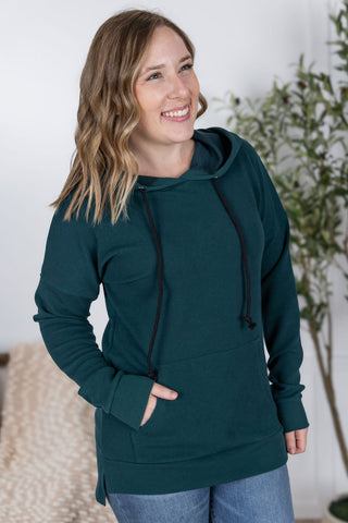 Kacey Ribbed Hoodies - Deep Teal