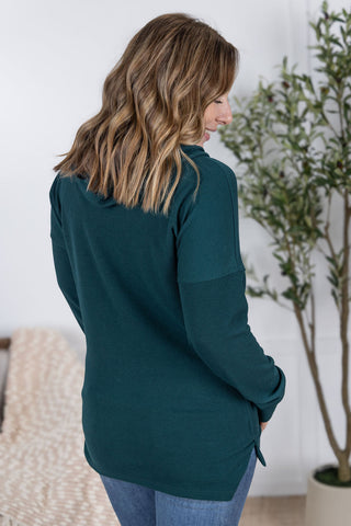 Kacey Ribbed Hoodies - Deep Teal