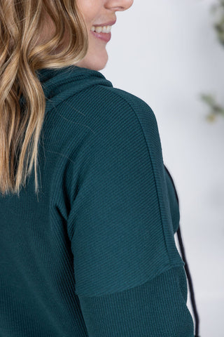 Kacey Ribbed Hoodies - Deep Teal