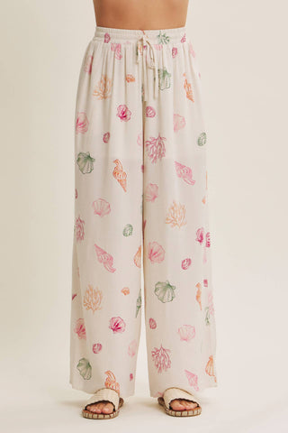 CAREFREE SPIRIT OF SUMMER SEASHELL WIDE-LEG PANTS