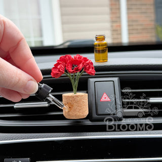 Red Poppies Vent Clip Car Air Freshener Diffuser (Reusable)