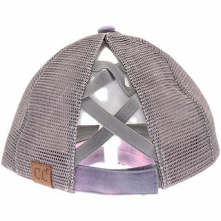 Tie Dye Criss-Cross Mesh High Ponytail CC Ball Cap BT924