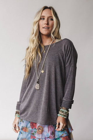 Twisted Harmony Top - Charcoal Brown