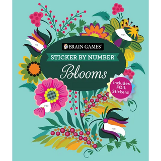 Brain Games - Sticker by Number: Blooms: Includes 2 Foil Sticker Sheets to Complete Each Image! - Paperback