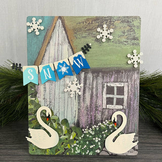 Snow Banner Magnet Blue (6"w), Winter Decor