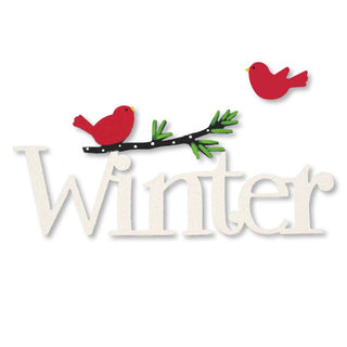 "Winter" w/ Birds Magnets S/2, Winter Decor