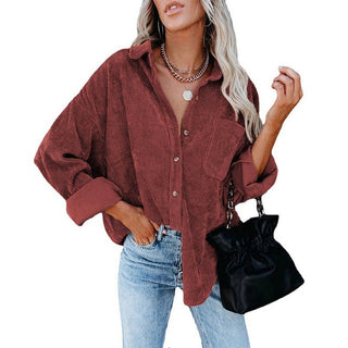 Oversized Corduroy Button-Down Shirt