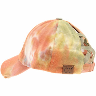 Tie Dye Criss-Cross High Ponytail CC Ball Cap BT791