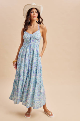 BORDER PRINT MAXI DRESS