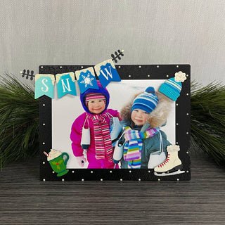 Snow Banner Magnet Blue (6"w), Winter Decor