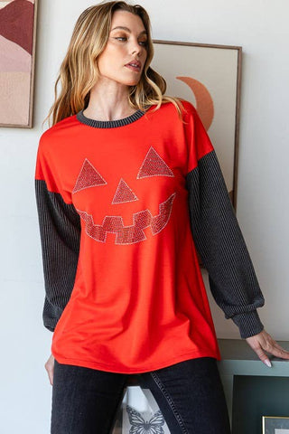 RIBBED HALLOWEEN RHINESTONE TOP