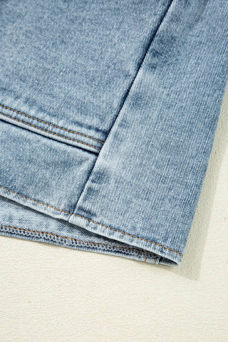 Scallop Trim Denim Jacket with Patched Pockets