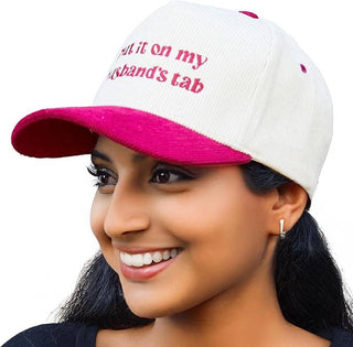 Two Tone Corduroy Hat: Put It on My Husbands Tab - Red/Beige
