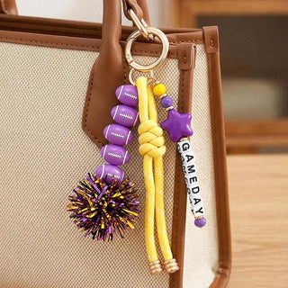 GAMEDAY Star Football Tinsel Pom Knot Tassel Keychain  Bag Charm