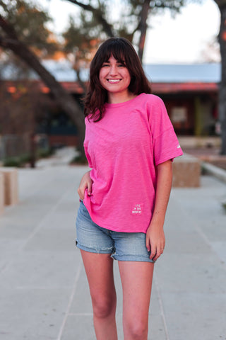 Not So Basic Mineral Wash Tee - Live in the Moment (Coral)