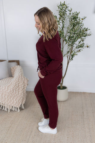 IN STOCK Corrine Joggers - Burgundy