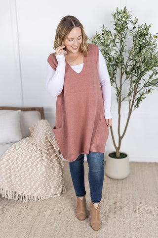 IN STOCK Tunic Sweater Vest - Rose