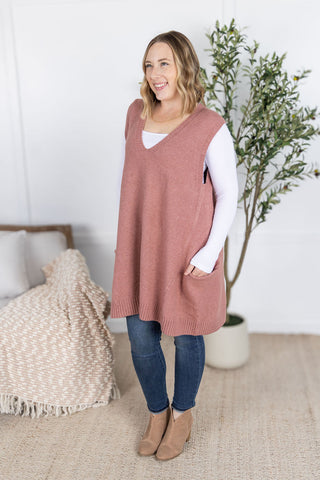 IN STOCK Tunic Sweater Vest - Rose