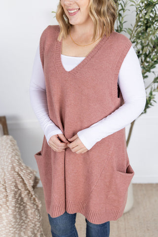 IN STOCK Tunic Sweater Vest - Rose