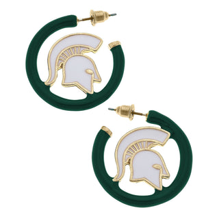 Michigan State Spartans Logo Enamel Hoop Earrings