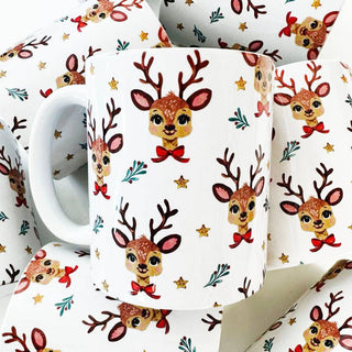 Christmas Reindeer Ceramic Coffee Mug, Christmas Mugs, Coquette