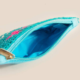 Out Of Here Airplane Seed Beaded Coin Purse
