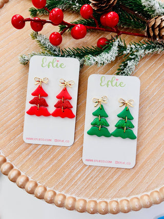 Christmas Tree Glitter Earrings Polyester Clay Holiday