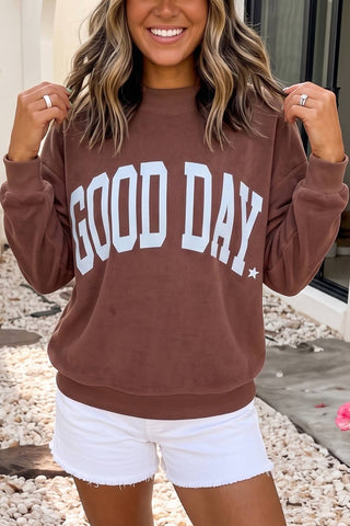 Good Day Polka Dot Reversible Mockneck Pullover Sweatshirt