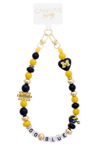 Michigan Wolverines Beaded Cellphone Wristlet