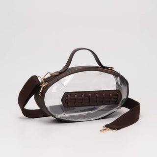 Football Shaped Transparent Crossbody Bag - Dk Brown