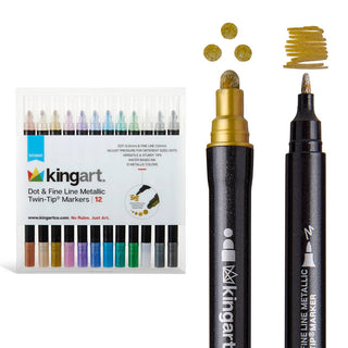 Twin-Tip™ Dot & FIne Markers - Water-Based Ink - 12 Metallic Colors
