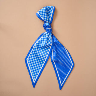 Twirl & Tie Scarf Accessory-Gingham Blue