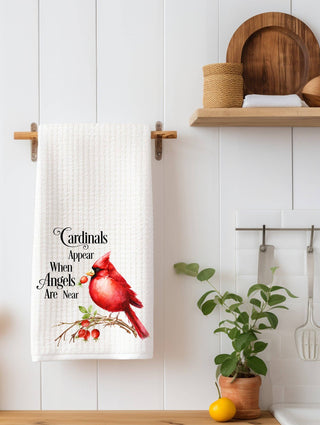 "Cardinals Appear When Angels Are Near" Memorial Kitchen Towel | Sympathy Gift