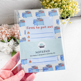Funny Dumpster Fire Notepad - Fires to Put Out - Stationery