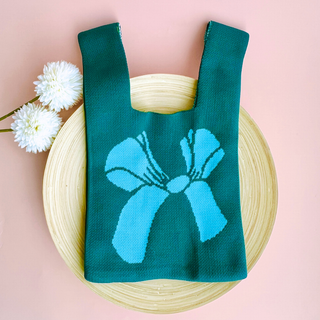 Woven Bow Bag | Korean Bag | Small Accessory and Book Tote