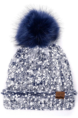 C.C Eyelash Confetti Yarn Knitted Pom Beanie