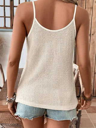 Knit Camisole Scallop Trim V Neck Tank Top