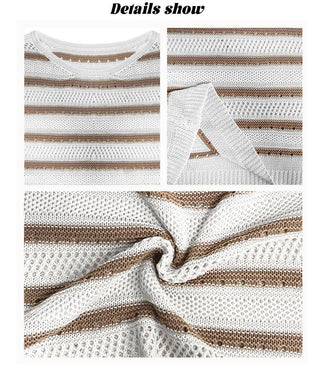 Striped Sleeveless Knit Summer Top Lightweight Boho