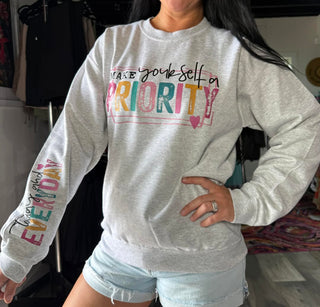 Make Yourself a Priority Today and Every day with sleeve -real glitter - New arrival