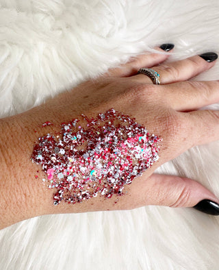 Red, White, and Silver Glitter Gel