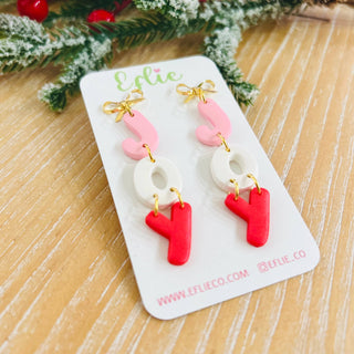 Christmas JOY Earring | Polymer Clay Holiday Happy Dangles |