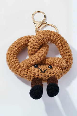 Crochet Pretzel Bag Charm and Keychain