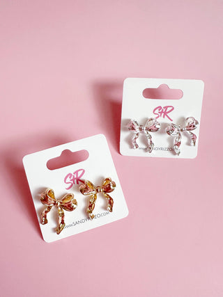 Silver Ribbon Bow Stud Earring