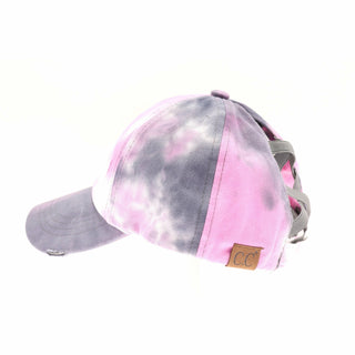 Tie Dye Criss-Cross High Ponytail CC Ball Cap BT791