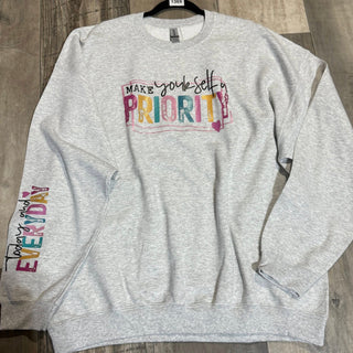 Make Yourself a Priority Today and Every day with sleeve -real glitter