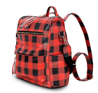 Buffalo Plaid Backpack Tote Bag