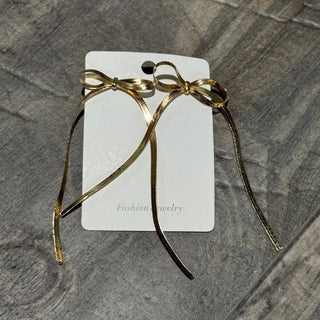 Gold Bow Dangle Earrings